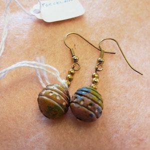 Porcelain & Gold Earrings